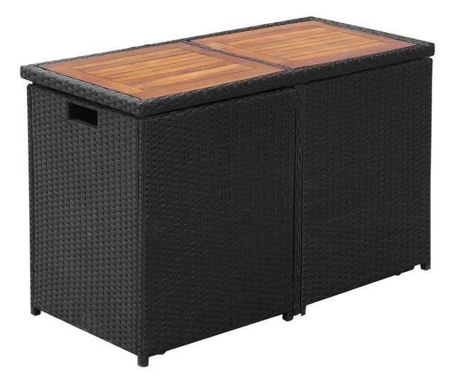 Bistro set s jastucima, 3 dijela, crna, poliratan