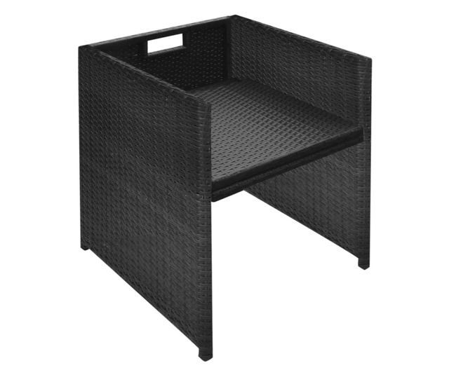 Bistro set s jastucima, 3 dijela, crna, poliratan