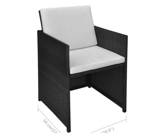 Bistro set s jastucima, 3 dijela, crna, poliratan