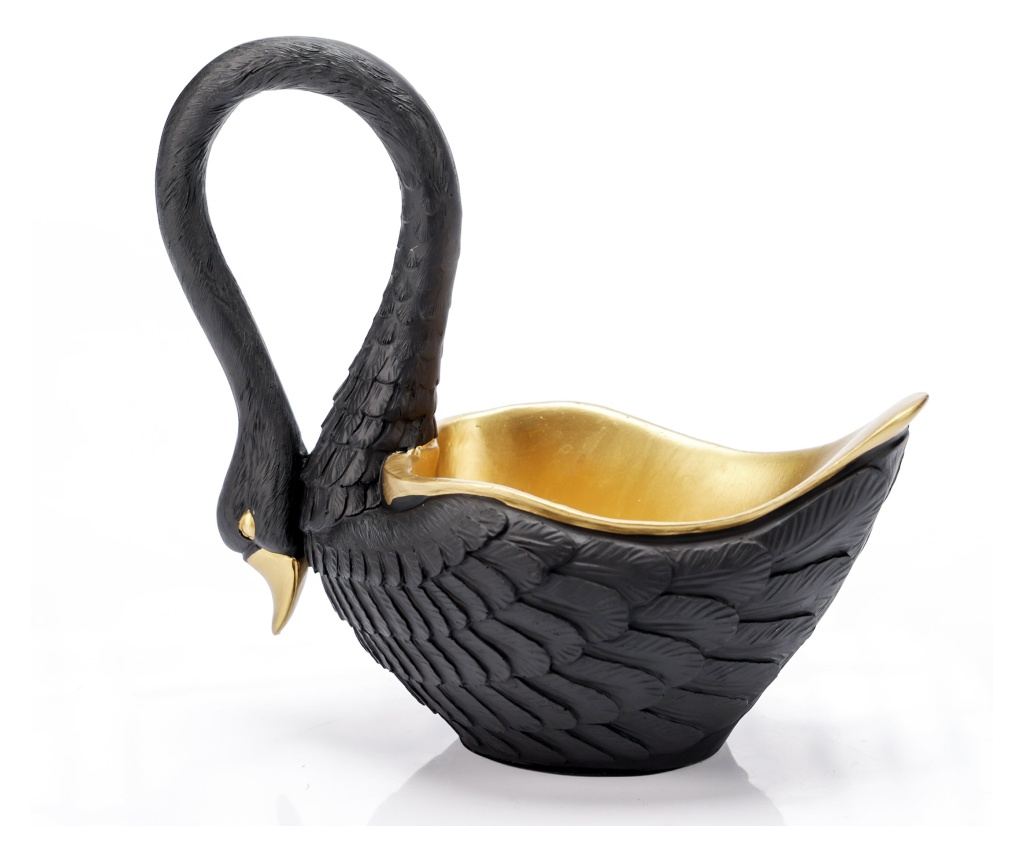 Vaza decorativa, swan, negru, 18x19x9 cm - 2