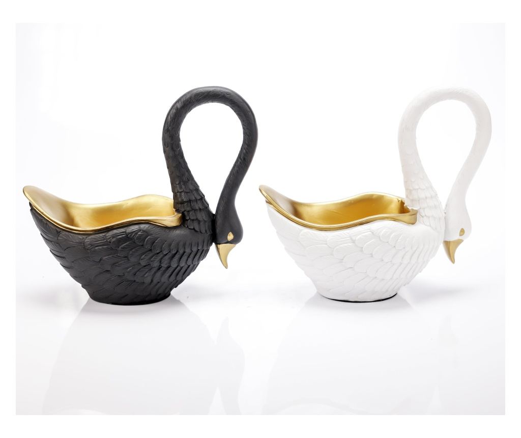 Vaza decorativa, swan, negru, 18x19x9 cm - 3