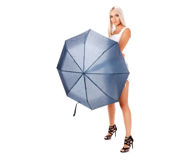 Umbrela pliabila, cu functia de deschidere/inchidere automata, rezistenta la vant, Bleumarin, 90cm