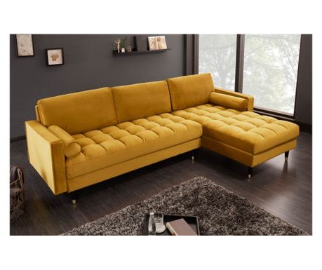 Vstyle Irresistible Γωνιακός Καναπές 287792, Κίτρινος, Βελούδο, Ξύλο, Πολυεστέρας 85x260x83