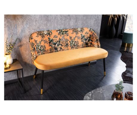Bancă Vstyle Irresistible 288331, Galben, Negru, Catifea, Metal, Poliester