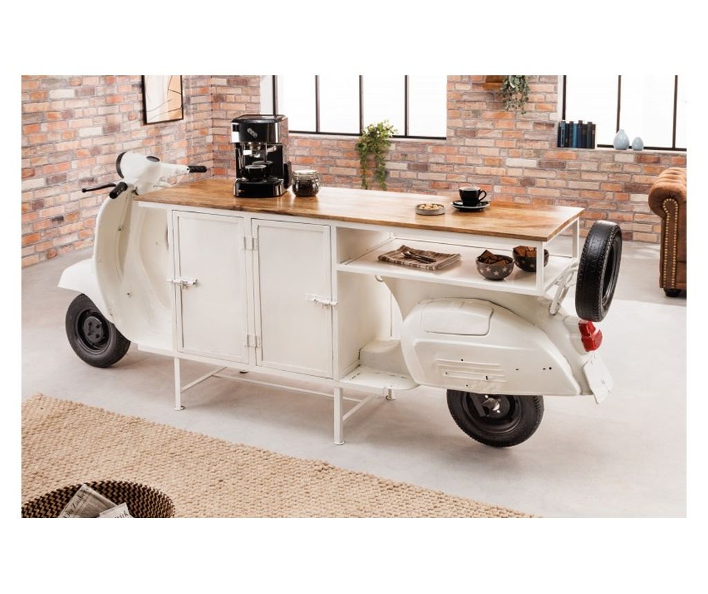 Bar, Alb și Culoare Lemn - 3