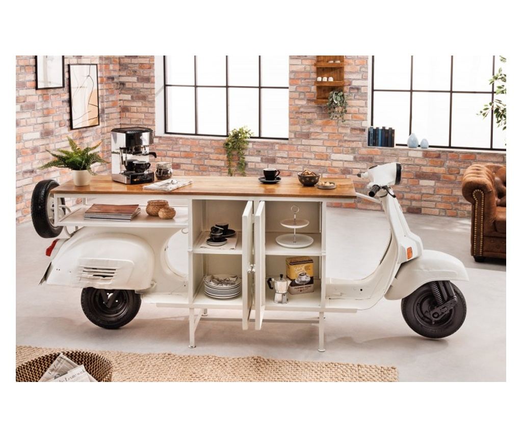 Bar, Alb și Culoare Lemn - 5