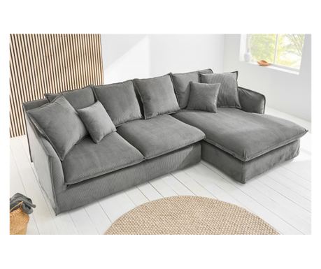 Kutna garnitura Vstyle Irresistible 289175, siva, corduroy tkanina (samt), 100% poliester 80x255x160