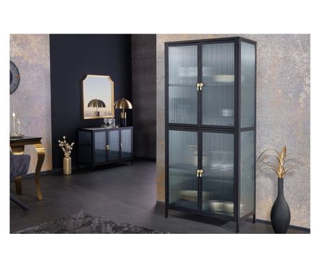 Βιτρίνα Vstyle Irresistible 289219, Μαύρο, Χρυσό 180x80x40