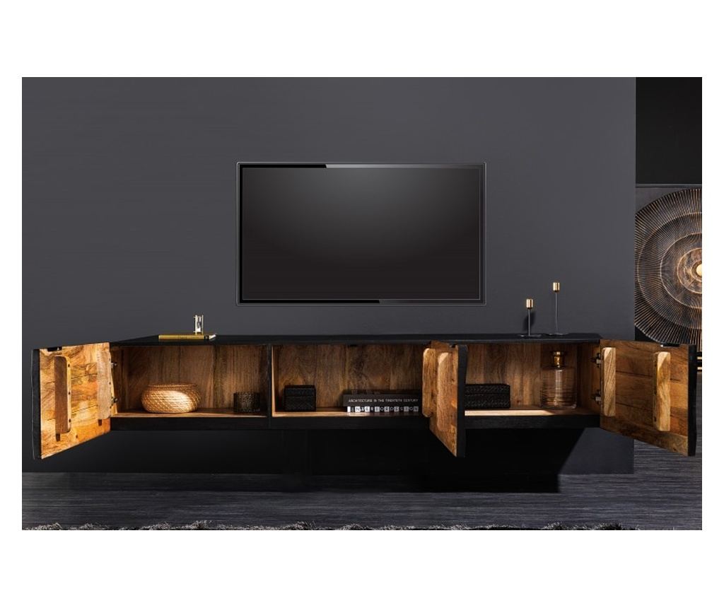 TV skrinka Vstyle Irresistible 289409, čierna, zlatá, lakované mangovníkové drevo, zadná doska: MDF 33x160x33 - 4