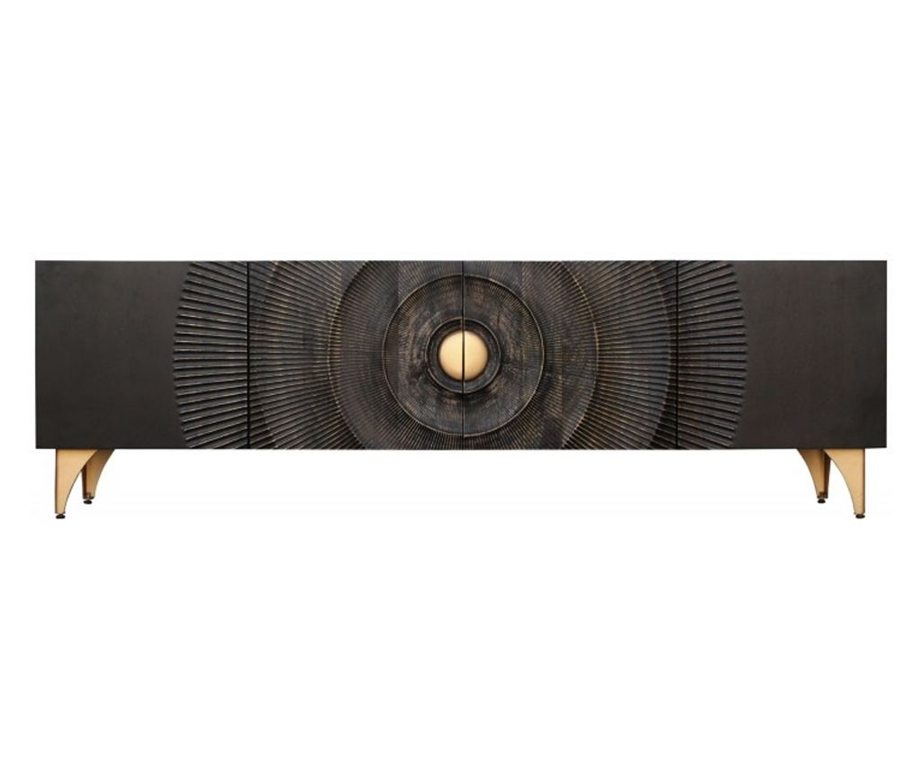 TV skrinka Vstyle Irresistible 289411, čierna, zlatá, lakované mangové drevo, zadný panel: MDF, kov 55x180x40 - 6
