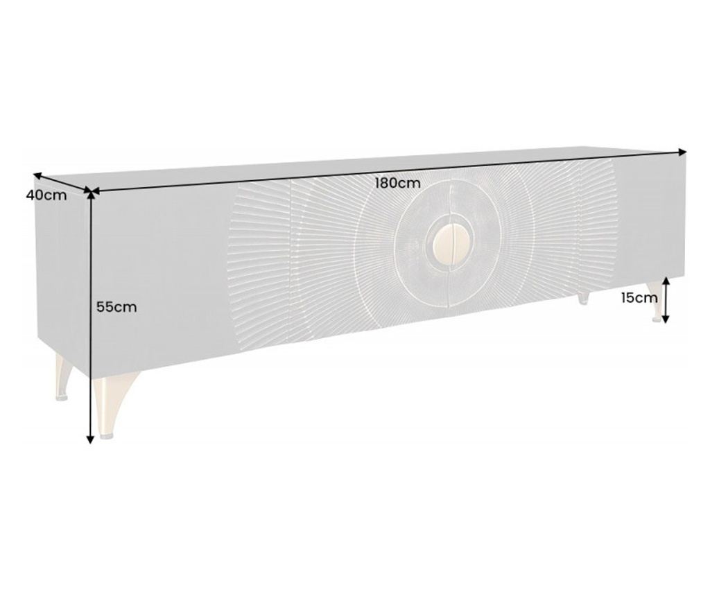 TV skrinka Vstyle Irresistible 289411, čierna, zlatá, lakované mangové drevo, zadný panel: MDF, kov 55x180x40 - 7