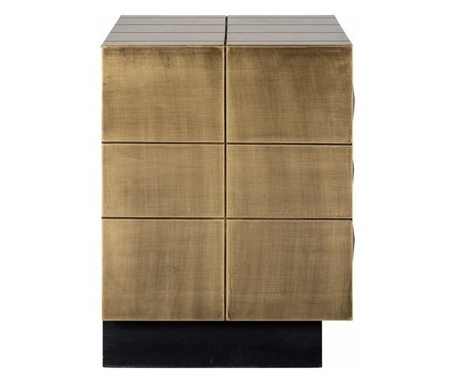 Stolik Nocny Collada z 3 Szufladami, Richmond Interiors, Złoty, Czarny, Złoto Szczotkowane