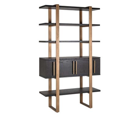 Βιτρίνα Cambon με 4 Πόρτες και 4 Ράφια, Richmond Interiors, Μαύρο και Χρυσό