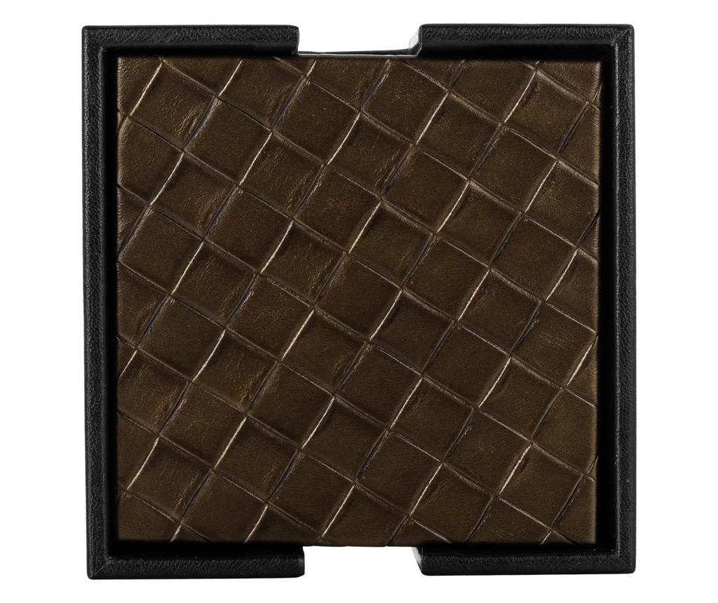 Set de Coastere Yora, Richmond Interiors, Negru, MDF, Sticlă, Rexine - 2