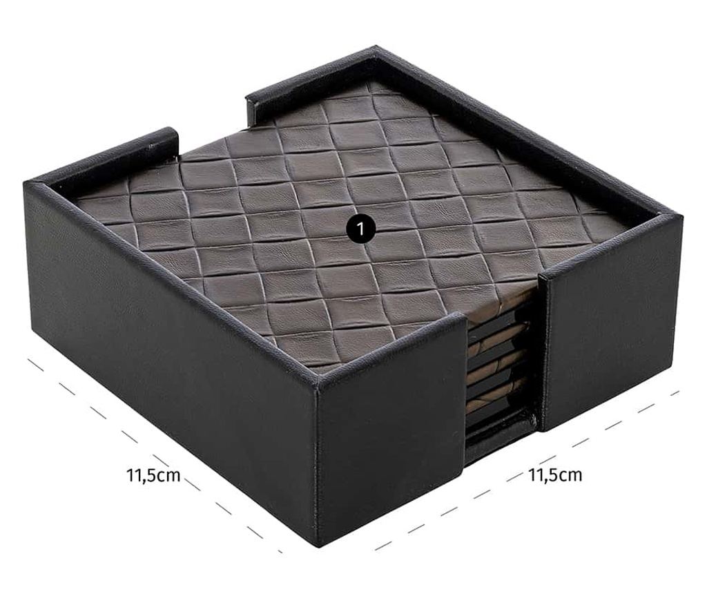 Set de Coastere Yora, Richmond Interiors, Negru, MDF, Sticlă, Rexine - 3