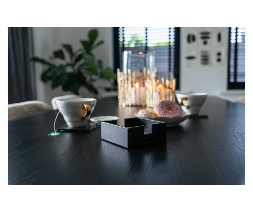Set de Coastere Yora, Richmond Interiors, Negru, MDF, Sticlă, Rexine - 5