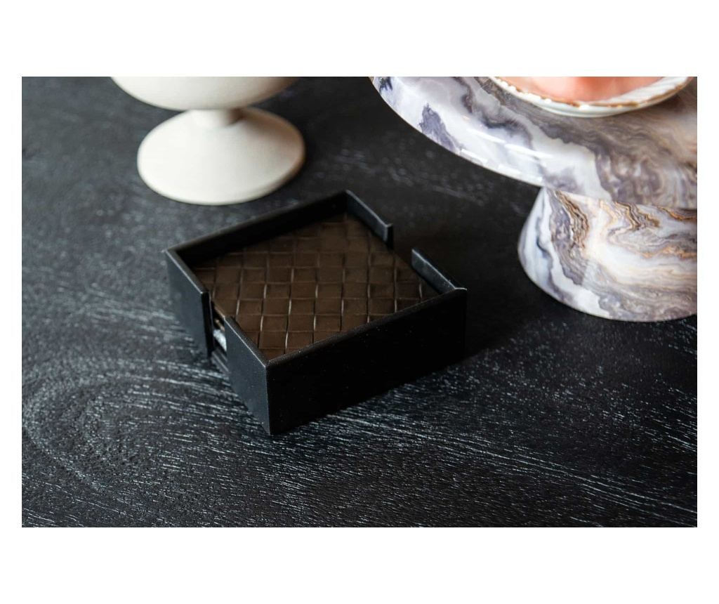 Set de Coastere Yora, Richmond Interiors, Negru, MDF, Sticlă, Rexine - 7