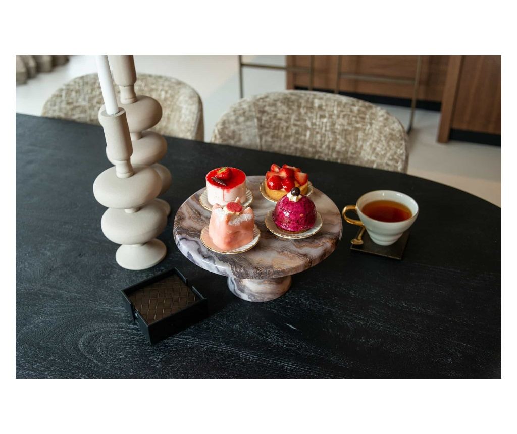 Set de Coastere Yora, Richmond Interiors, Negru, MDF, Sticlă, Rexine - 8