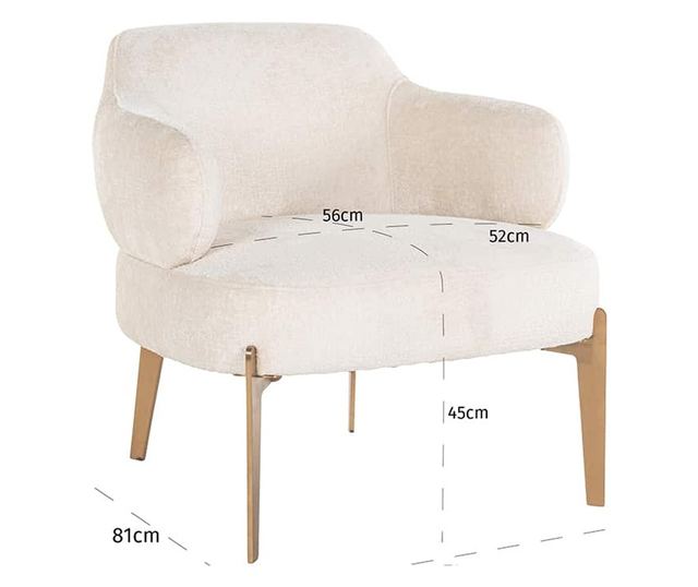 Venus Armchair White Chenille, Richmond Interiors, white, gold, bergen 900 white chenille