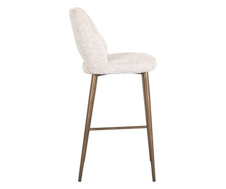 Barski stol Delphine Lovely Cream, Richmond Interiors, bela, bakrena, pena, kovina, 100 % poliester