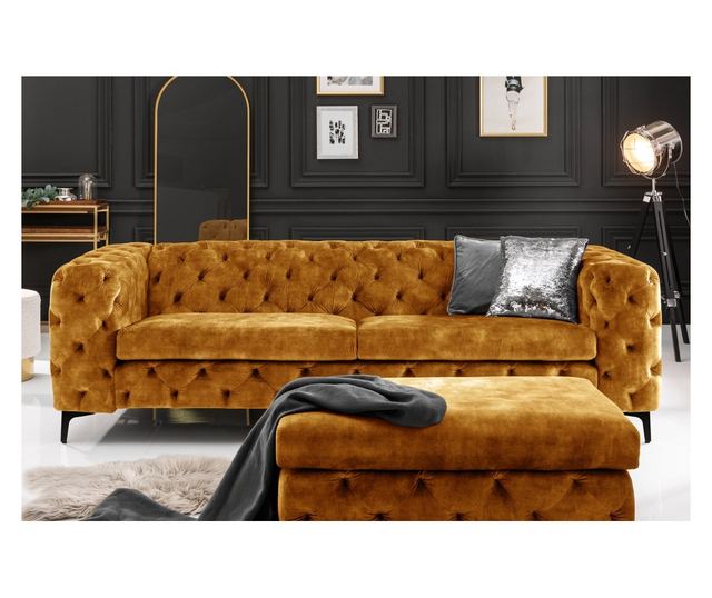 Ottoman, mustard yellow and black