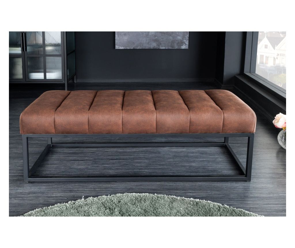 Vstyle Irresistible Lavica 289674, Antická hnedá, čierna, mikrovlákno, kov 40x40x108 - 3