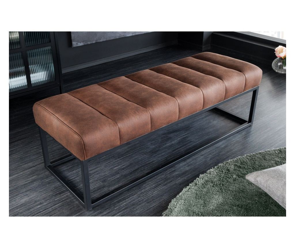 Vstyle Irresistible Lavica 289674, Antická hnedá, čierna, mikrovlákno, kov 40x40x108 - 4