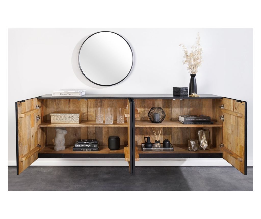 Comodă Vstyle Irresistible 289708, Negru, Lemn de Mango 58x38x177 - 4