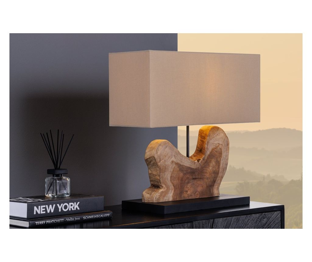 Lampă de masă Vstyle Irresistible 289750, Culoare Lemn, Negru, Bej, Teak, 65% In, 35% Poliester, Lemn 50x20x50 - 4