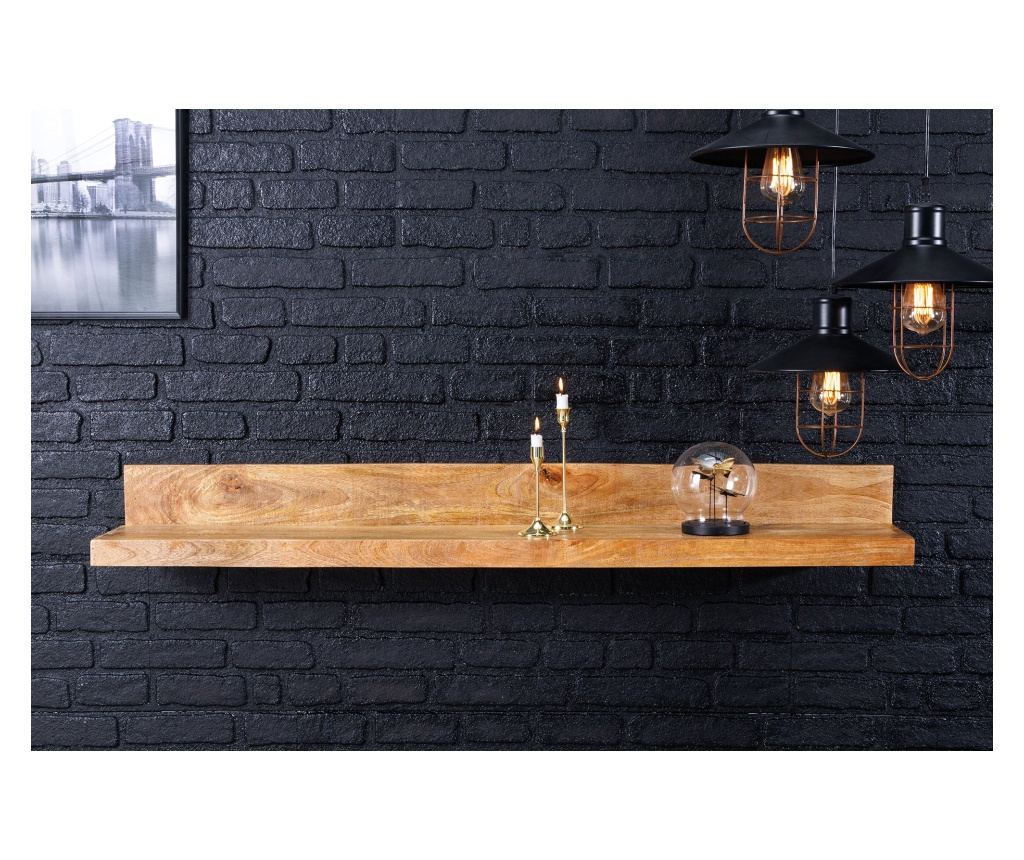 Polita de perete Vstyle Irresistible 289767, Culoare Lemn, Lemn de Mango 17x24x140 - 3