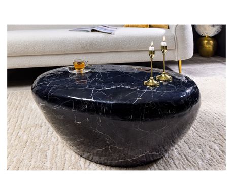 Klubska mizica, črna, z učinkom marmorja