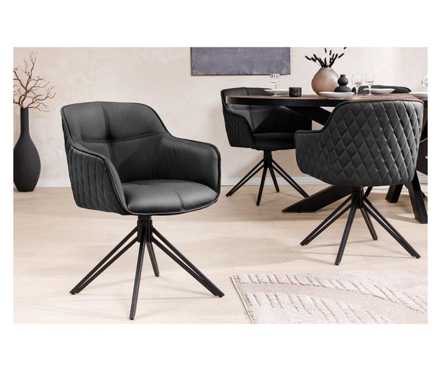 Set de 2 scaune pivotante, negre