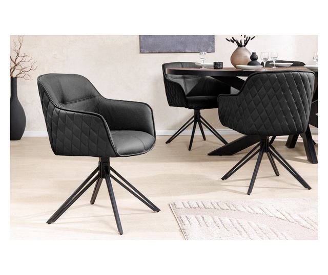 Set de 2 scaune pivotante, negre