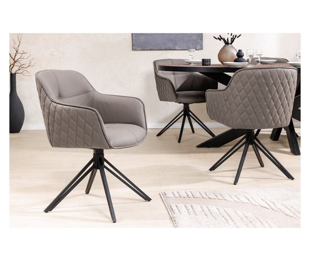Set de 2 scaune pivotante, Taupe