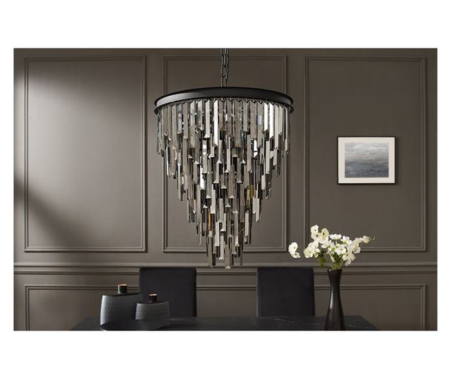 Candelabru, gri și negru