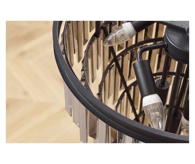 Candelabru, gri și negru