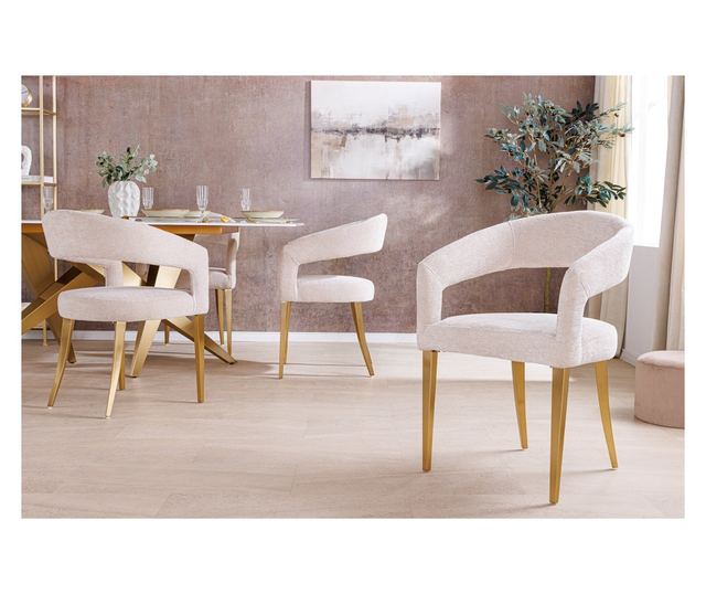 Set de 2 scaune, bej și șampanie