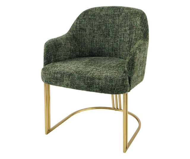 Set of 2 Chairs, Dark Green and Champagne