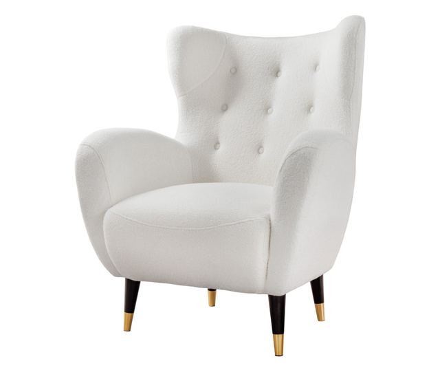 Fotoliu cu spătar înalt, Alb, Negru