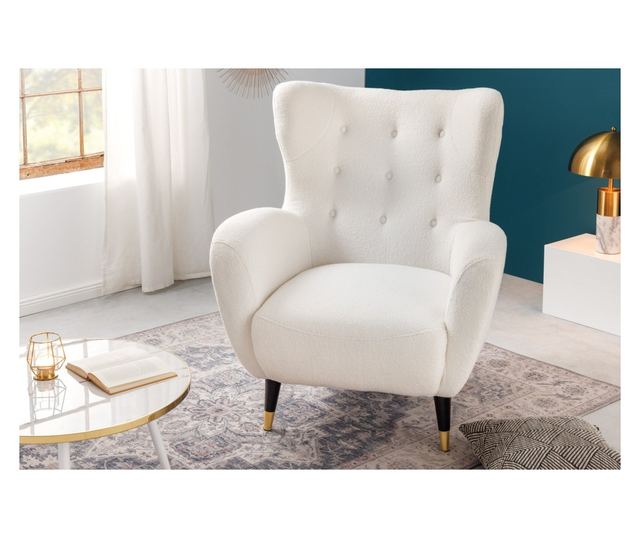 Fotoliu cu spătar înalt, Alb, Negru