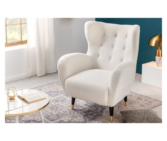 Fotoliu cu spătar înalt, Alb, Negru