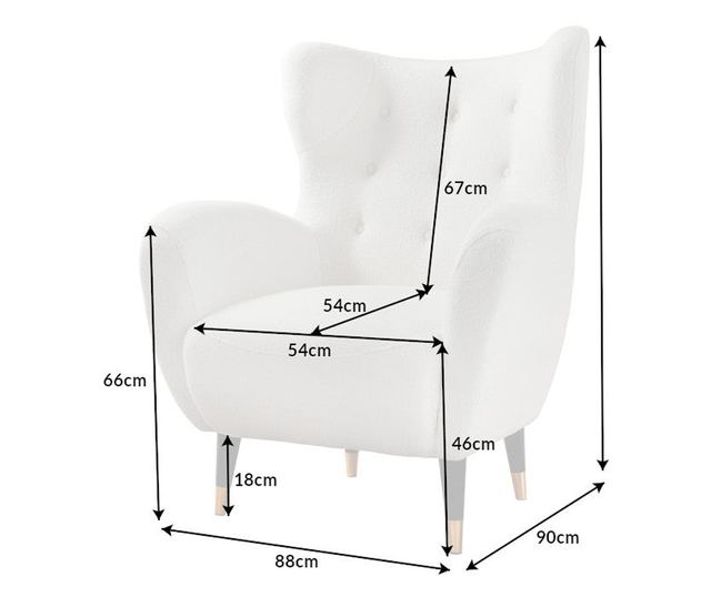 Fotoliu cu spătar înalt, Alb, Negru