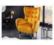 Fotoliu cu spătar înalt, galben muștar, negru, argintiu