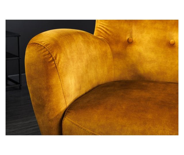 Fotoliu cu spătar înalt, galben muștar, negru, argintiu