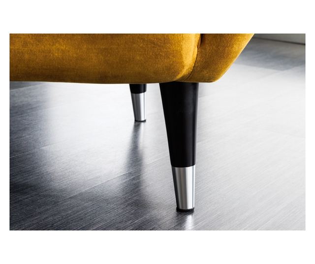 Fotoliu cu spătar înalt, galben muștar, negru, argintiu