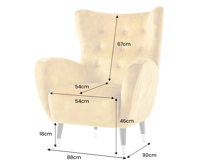 Fotoliu cu spătar înalt, galben muștar, negru, argintiu