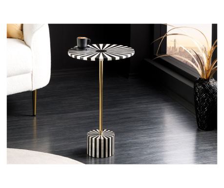 Pomoćni stolić, crna, bijela, zlatna