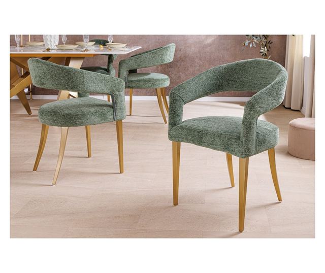 Set de 2 scaune, verde și culoarea șampaniei