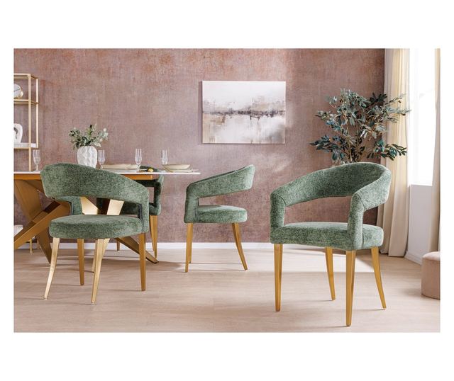 Set de 2 scaune, verde și culoarea șampaniei