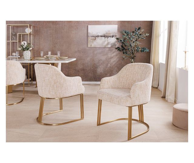 Set de 2 scaune, bej & șampanie